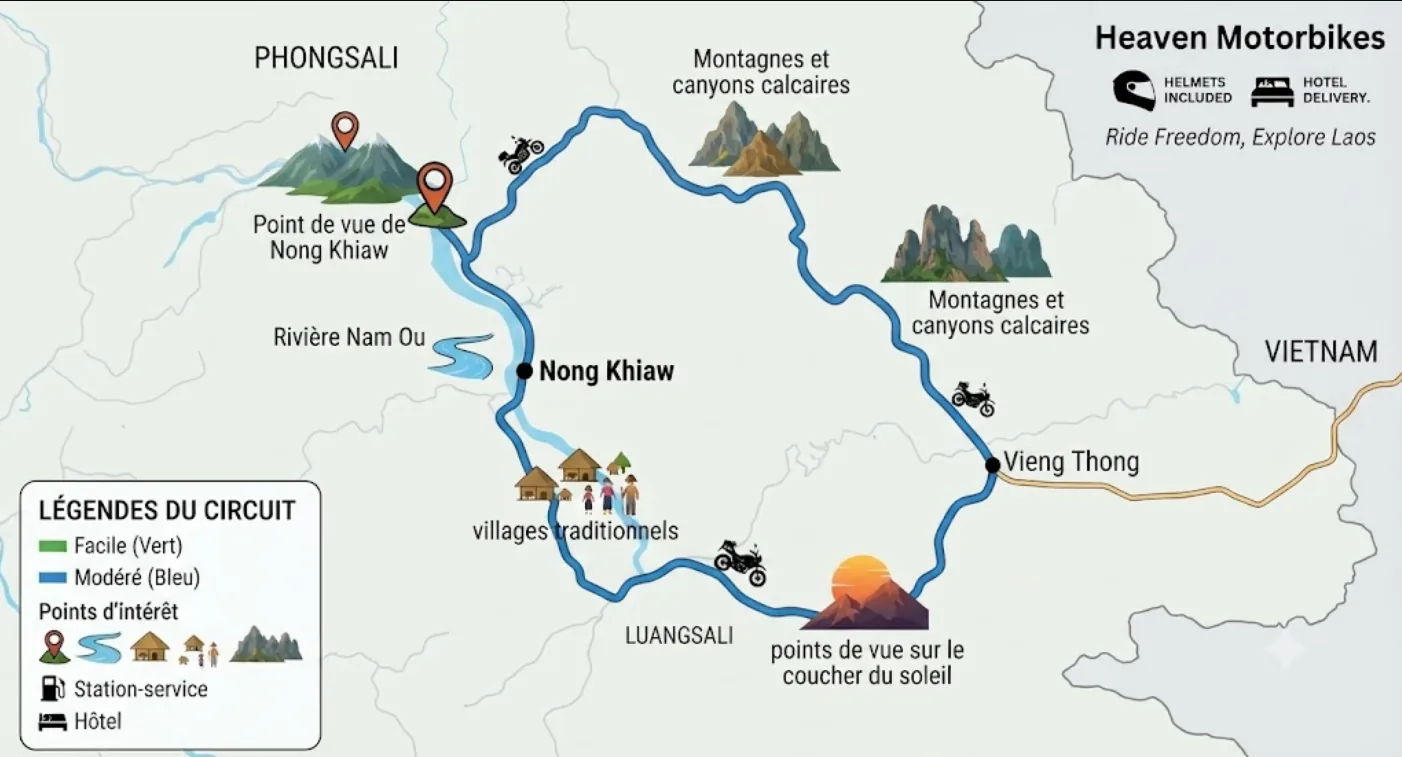 Nong Khiaw, Laos — limestone peaks above the Nam Ou river
